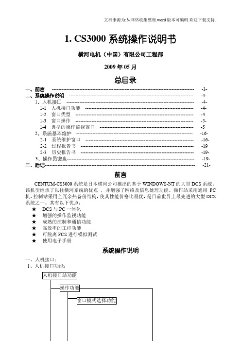 横河电机中国有限公司工程部CS3000系统操作说明