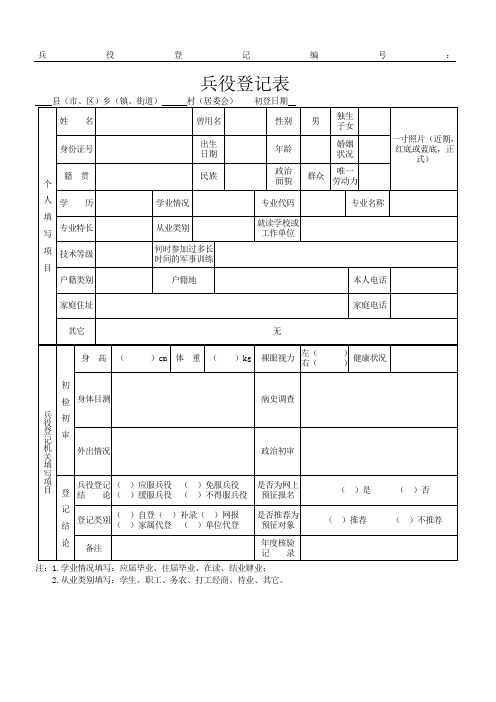 兵役登记表
