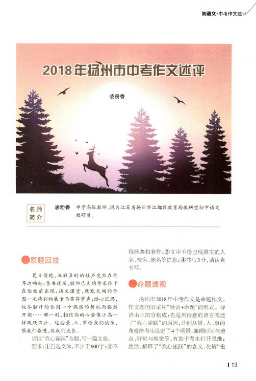 2018年扬州市中考作文述评
