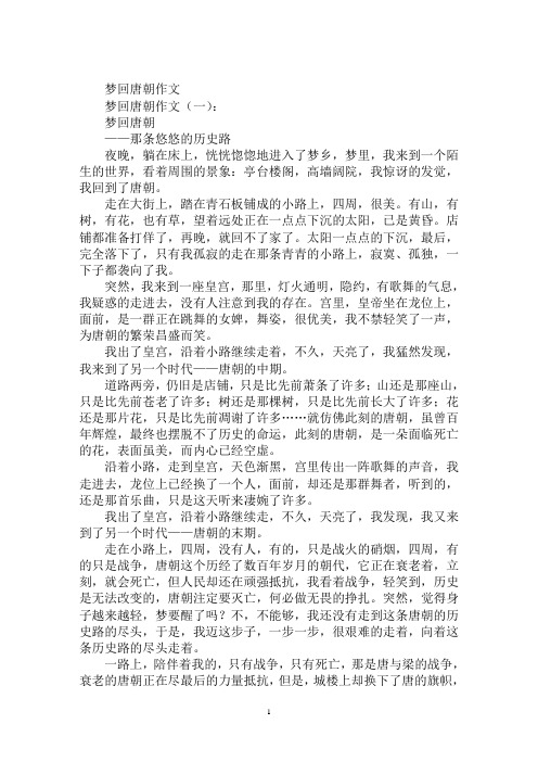 最新梦回唐朝作文600字梦回唐朝作文