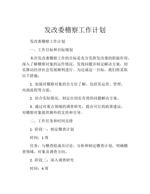 发改委稽察工作计划