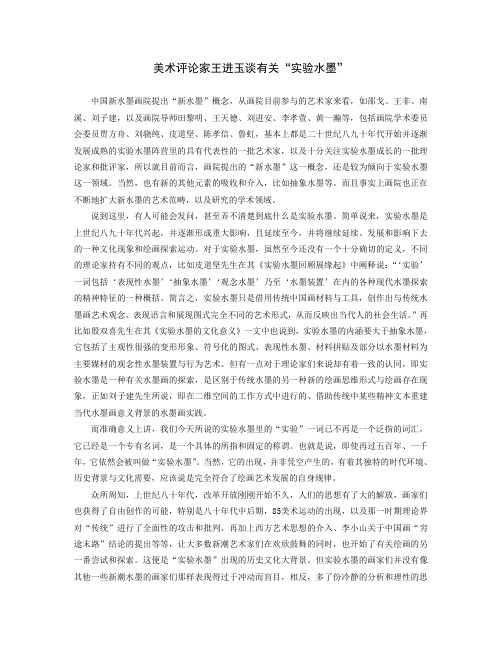 美术评论家王进玉谈有关“实验水墨”