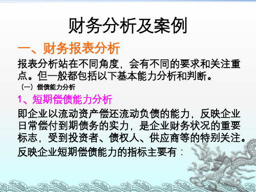 《财务分析及案例》PPT课件