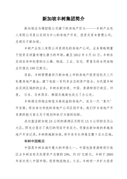 新加坡丰树集团简介