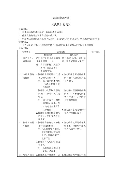 大班科学《我认识的鸟》