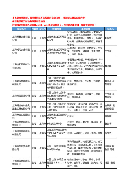 2020新版上海市砂轮片工商企业公司名录名单黄页大全167家