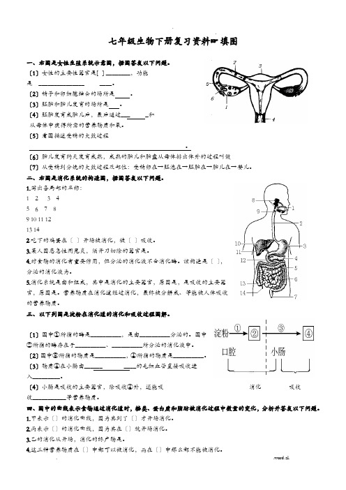 七年级生物下填图题识图题总复习