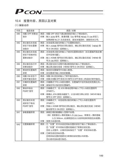IAI机械手故障内容