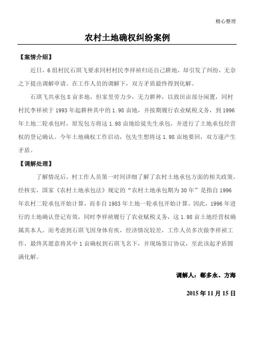 农村土地确权纠纷案例