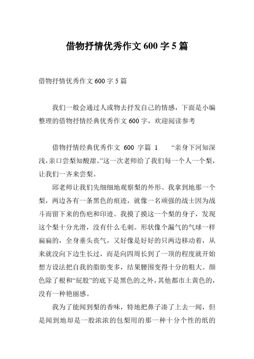 借物抒情优秀作文600字5篇