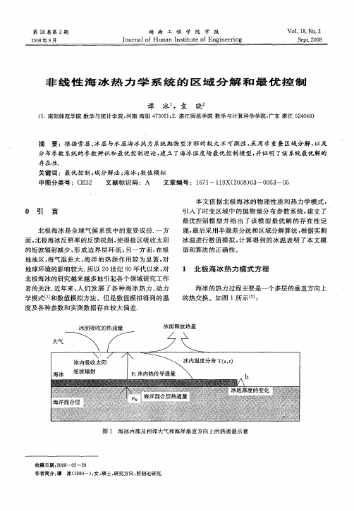 非线性海冰热力学系统的区域分解和最优控制