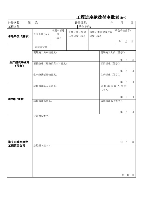 工程进度款拨付报审表