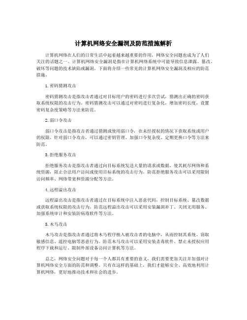 计算机网络安全漏洞及防范措施解析