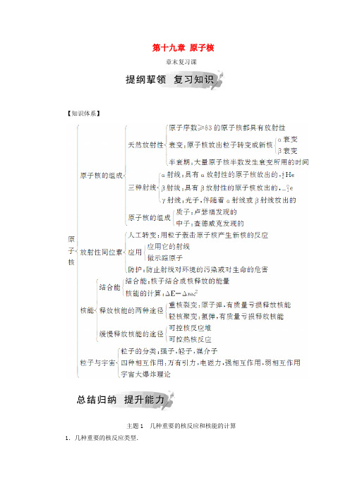 高中物理 第十九章 原子核章末复习课学案 新人教版选修3-5-新人教版高二选修3-5物理学案