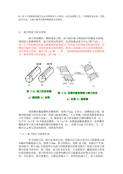 不锈钢加工 滚刀前后角