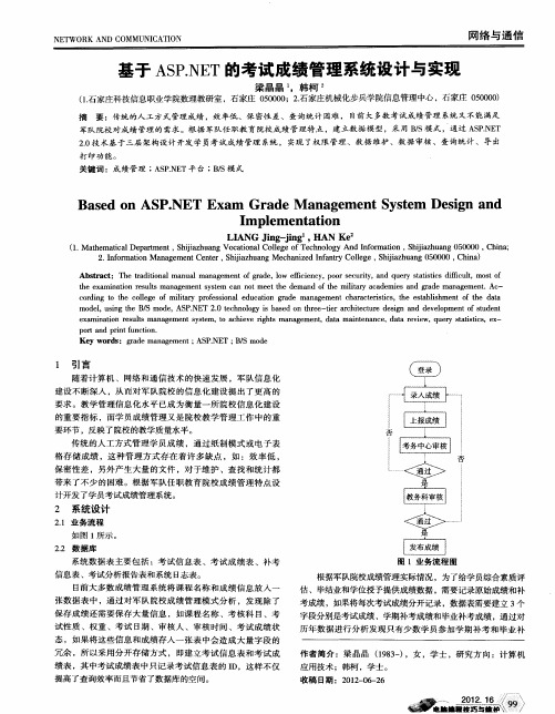 基于ASP.NET的考试成绩管理系统设计与实现