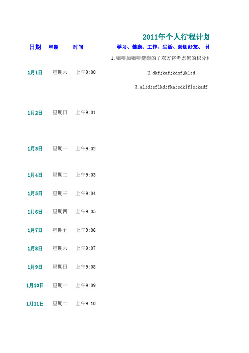 2010.1-25个人行程表