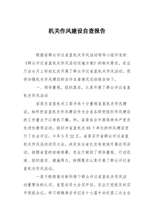 机关作风建设自查报告