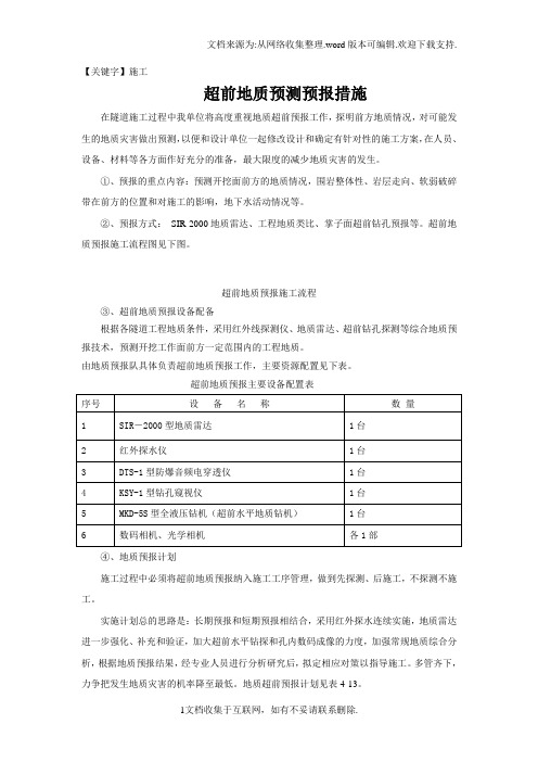 【施工】超前地质预测预报措施