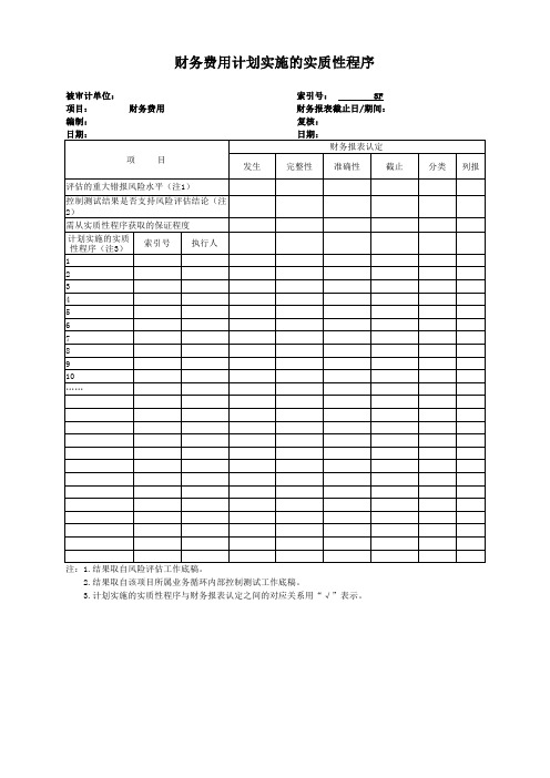 财务费用截止测试表