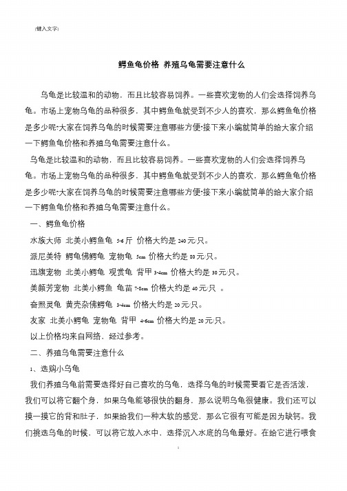 【推荐下载】鳄鱼龟价格 养殖乌龟需要注意什么