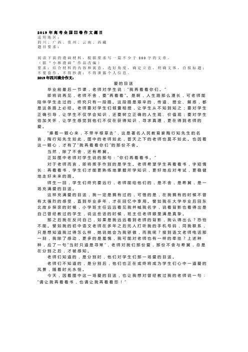 2019年全国高考全国三卷满分作文《爱的目送》