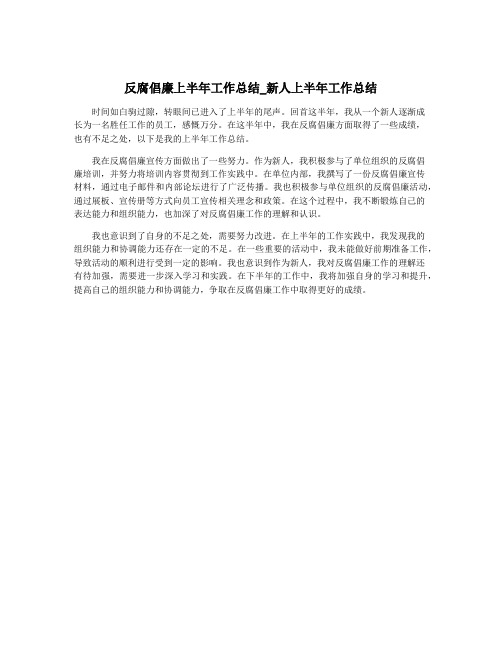 反腐倡廉上半年工作总结_新人上半年工作总结