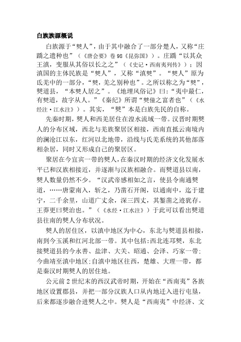 白族族源概说