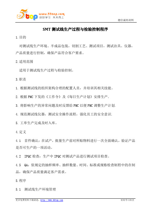 SMT测试线生产过程与检验控制程序