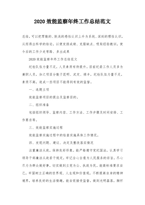 2020效能监察年终工作总结范文