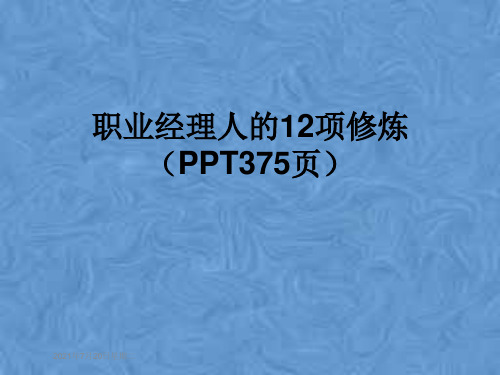 职业经理人的12项修炼(PPT375页)