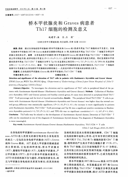 桥本甲状腺炎和Graves病患者Th17细胞的检测及意义