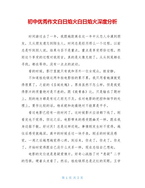 初中优秀作文白日焰火白日焰火深度分析