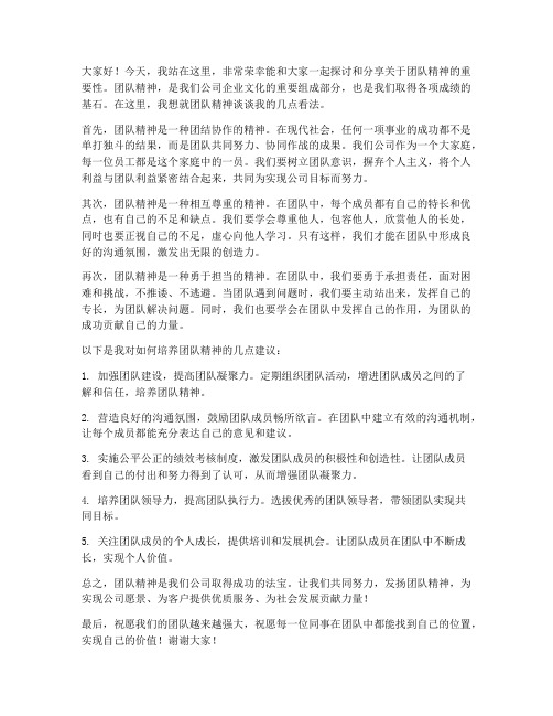 公司团队精神发言稿范文