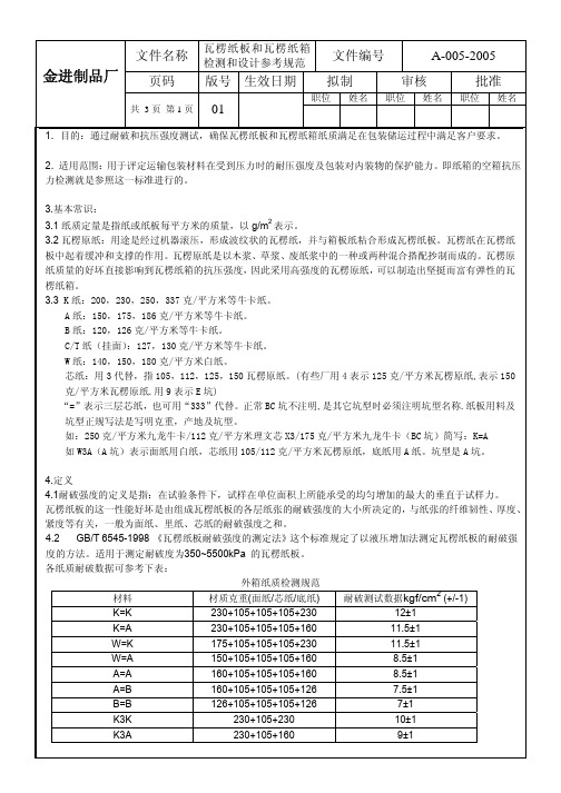 瓦楞纸板纸箱检测和设计参考规范A