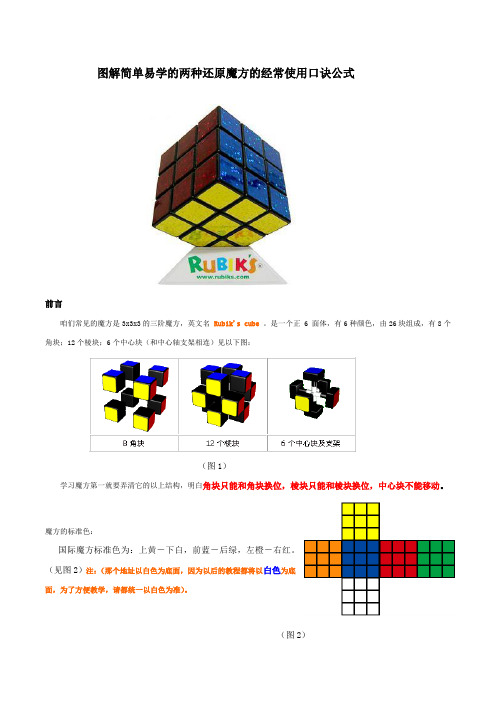 简单易学的两种还原魔方的口诀及公式图解