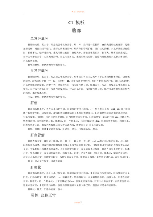 CT影像表现书写模板