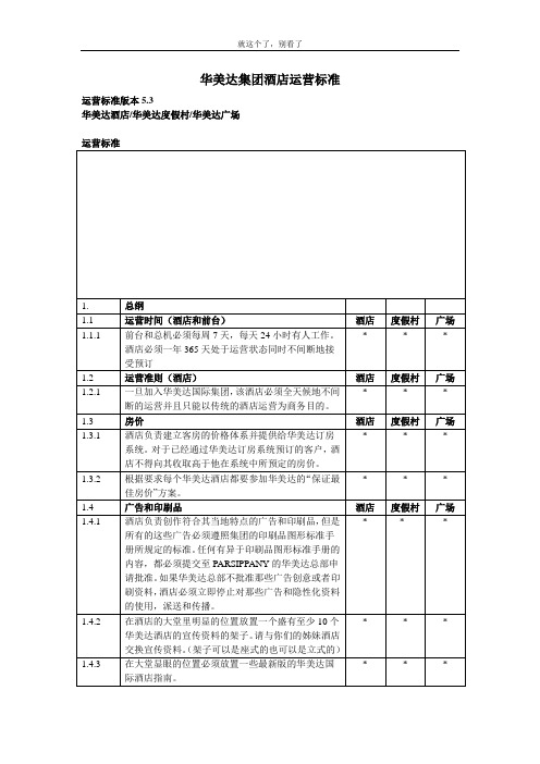 【酒店行业】华美达集团酒店运营标准管理规范.doc