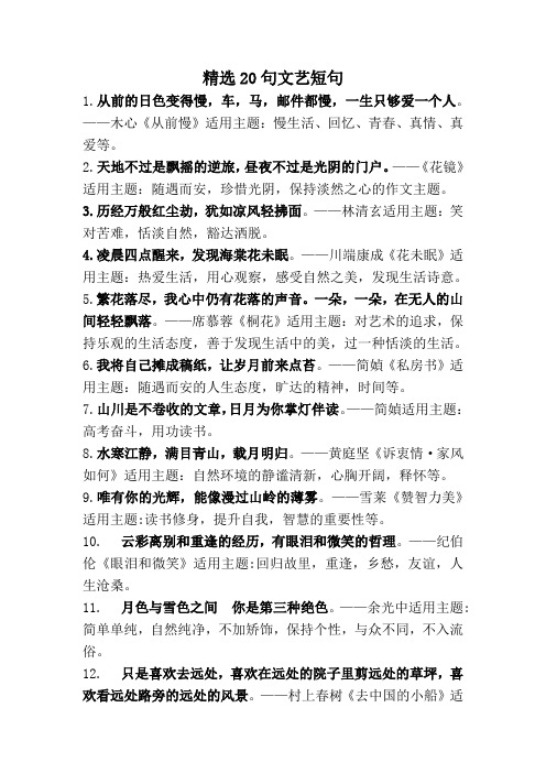 精选20句文艺短句