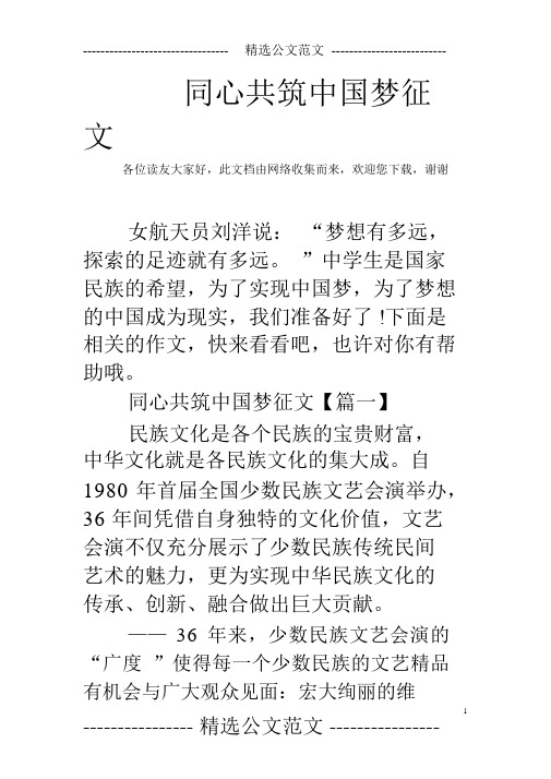 同心共筑中国梦征文
