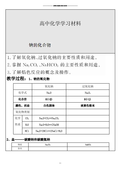 人教版高中化学必修一《第三章钠及钠的化合物》复习题.docx