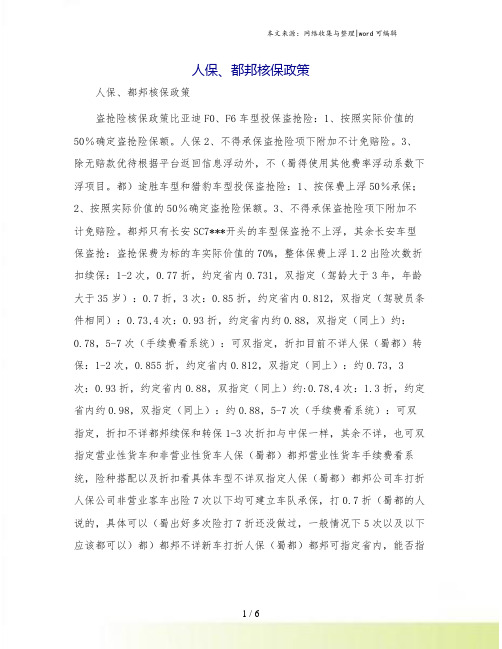人保、都邦核保政策