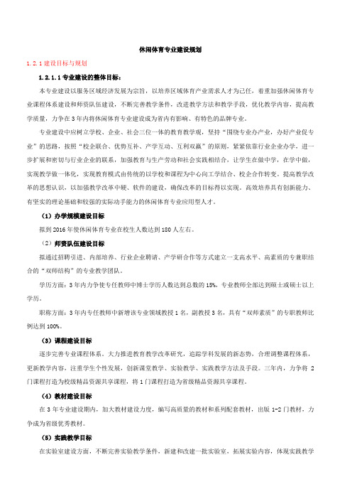 休闲体育专业建设规划