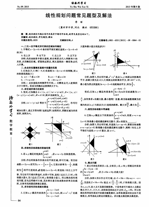 线性规划问题常见题型及解法