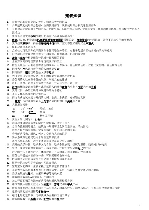 一级注册建筑师 建筑设计知识题 总结复习资料