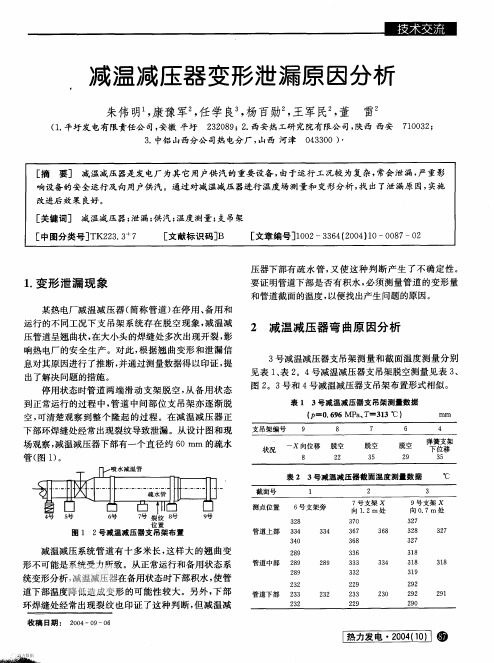 减温减压器变形泄漏原因分析