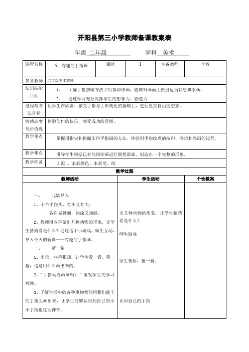 二年级美术  5有趣的手指画