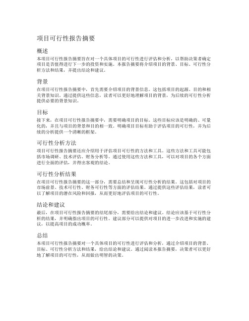 项目 可行性报告 摘要