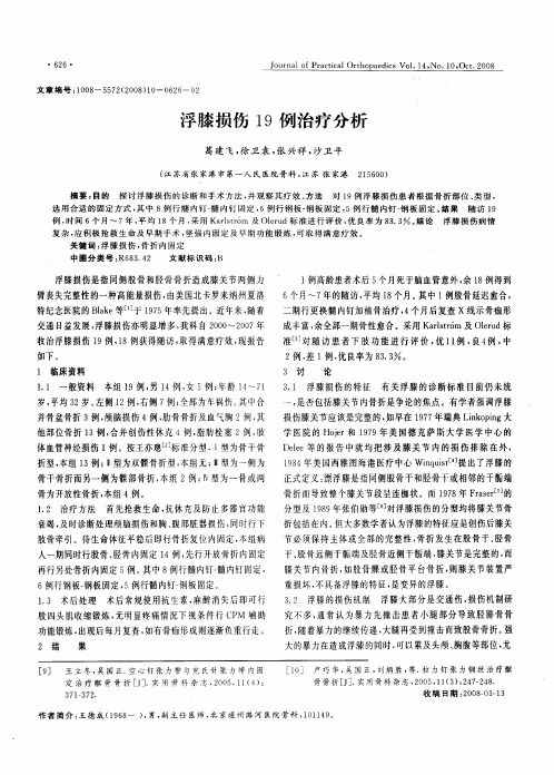浮膝损伤19例治疗分析