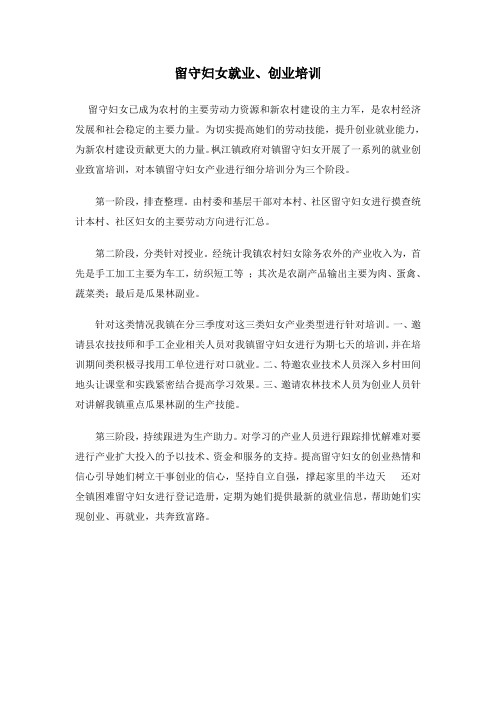 留守妇女就业、创业致富等培训和服务